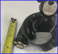 Vintage STUART ABELMAN Art Glass Paperweight Black Panda Bear Signed 2008