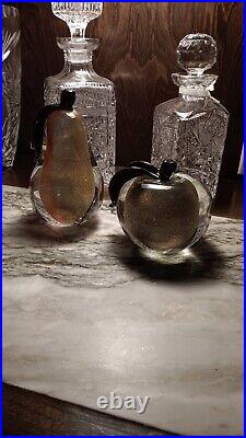 Vintage STUNNING BEAUTIFUL APPLE & PEAR ART GLASS BOOKENDS / PAPER WEIGHT ART