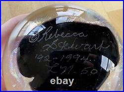 Vintage Signed Rebecca Stewart 2 5/8 Iridescent Dichroic Art Glass Paperweight