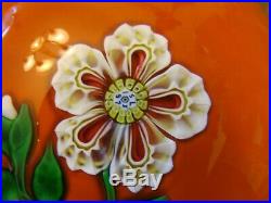 Vintage St. Louis 1973 Art Glass Paperweight w White Flower France Rare