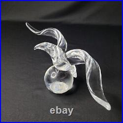Vintage Steuben Clear Glass Eagle Sitting On Globe Art Glass Paperweight Decor