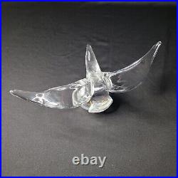 Vintage Steuben Clear Glass Eagle Sitting On Globe Art Glass Paperweight Decor