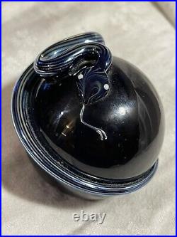 Vintage Steven Correia Art Glass Iridescent Snake Paperweight Signed & Numbered