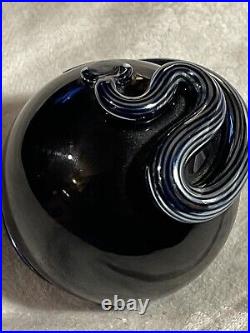 Vintage Steven Correia Art Glass Iridescent Snake Paperweight Signed & Numbered