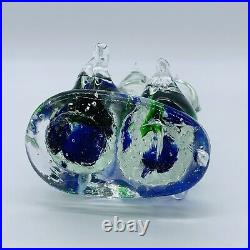 Vintage Studio Art Glass Pair Of Multicolor Cats Paperweight Figurine 8.5T 4W