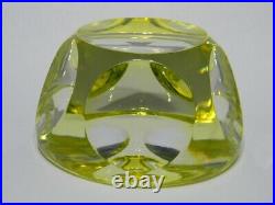 Vintage URANIUM Art Glass Webb Corbett Uranium Yellow Faceted Paperweight