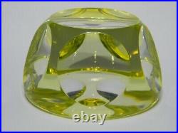 Vintage URANIUM Art Glass Webb Corbett Uranium Yellow Faceted Paperweight