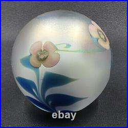 Vintage Vandermark Art Glass Floral Paperweight 1985