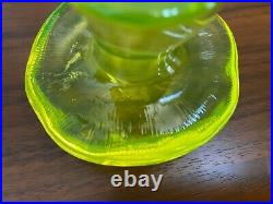 Vintage Viking Art Glass Lemon Vaseline Epic Mushroom Paperweight 3.5