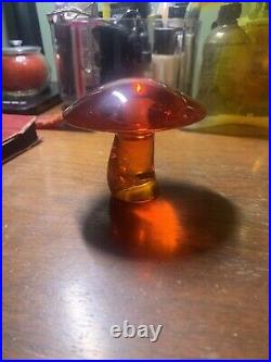 Vintage Viking Glass Mushroom Persimmon Orange Color