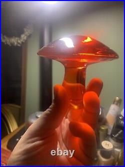 Vintage Viking Glass Mushroom Persimmon Orange Color