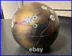 Vintage ZELLIQUE Art Glass Cherry Blossom Signed Paperweight 3