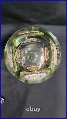 Vintage large art glass millefiori centerpiece or paperweight, 7 1/2
