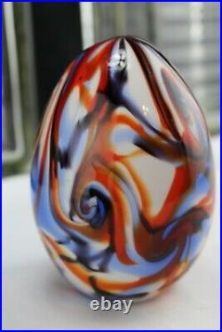 Vtg 1976 Fenton Glass Barber/fetty Large Swirl Egg Paperweight