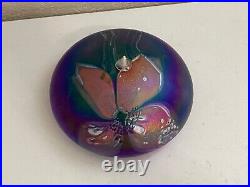 Vtg 1989 Glasshouse Studio Art Glass Oil Lamp / Paperweight with Flower Decoration