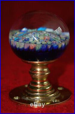 Vtg Art Glass Millefiori Brass Door Knob Paperweight Perthshire Scotland Guc #2