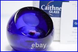 Vtg CAITHNESS Scotland Art Glass Moonlight Lily Paperweight in Box & Paperwork