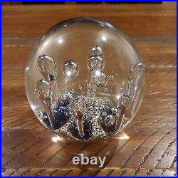 Vtg Dynasty Gallery Art Glass Paperweight, Blue and Gold