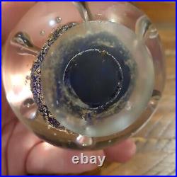 Vtg Dynasty Gallery Art Glass Paperweight, Blue and Gold