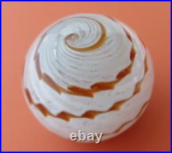 Vtg Mint Amber & White Swirl Art Glass Paperweight