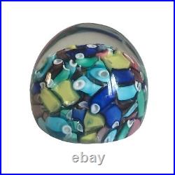 Vtg Murano Glass Confetti Paperweight Fratelli Taso Millefiori Small Multi Color