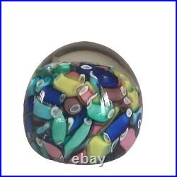 Vtg Murano Glass Confetti Paperweight Fratelli Taso Millefiori Small Multi Color