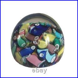 Vtg Murano Glass Confetti Paperweight Fratelli Taso Millefiori Small Multi Color