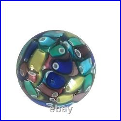 Vtg Murano Glass Confetti Paperweight Fratelli Taso Millefiori Small Multi Color