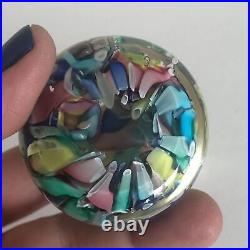 Vtg Murano Glass Confetti Paperweight Fratelli Taso Millefiori Small Multi Color