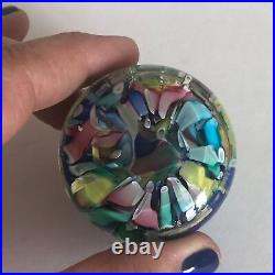 Vtg Murano Glass Confetti Paperweight Fratelli Taso Millefiori Small Multi Color