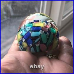 Vtg Murano Glass Confetti Paperweight Fratelli Taso Millefiori Small Multi Color