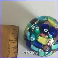 Vtg Murano Glass Confetti Paperweight Fratelli Taso Millefiori Small Multi Color