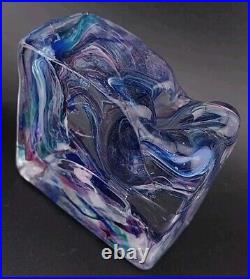 Vtg Pair of Bristow Studio Art Glass Swirl Rectangular Paperweight/ Votive Mint