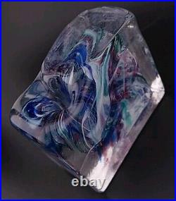 Vtg Pair of Bristow Studio Art Glass Swirl Rectangular Paperweight/ Votive Mint