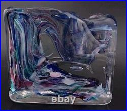 Vtg Pair of Bristow Studio Art Glass Swirl Rectangular Paperweight/ Votive Mint