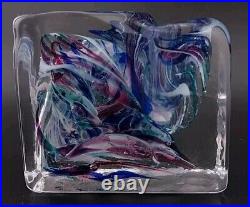 Vtg Pair of Bristow Studio Art Glass Swirl Rectangular Paperweight/ Votive Mint