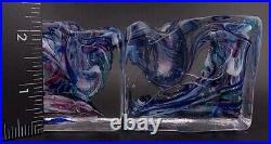 Vtg Pair of Bristow Studio Art Glass Swirl Rectangular Paperweight/ Votive Mint