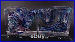 Vtg Pair of Bristow Studio Art Glass Swirl Rectangular Paperweight/ Votive Mint