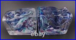 Vtg Pair of Bristow Studio Art Glass Swirl Rectangular Paperweight/ Votive Mint