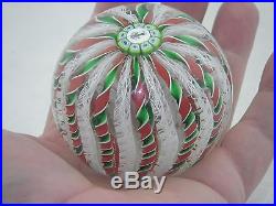 Vtg Perthshire Scotland 1985 Christmas Latticino Crown Glass Paperweight Signed