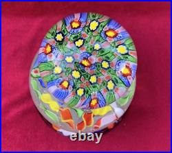 Vtg Three-Tiered (Stacked) Millefiori Art Glass Murrano Style Paperweight 8