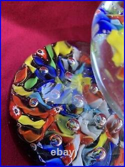 Vtg Three-Tiered (Stacked) Millefiori Art Glass Murrano Style Paperweight 8