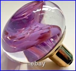 Vtg glass paperweight DOOR KNOB drawer pull antique purple doorknob art craft