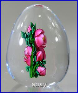 Vtg paperweight KEN ROSENFELD large art glass egg floral flamework SIGNED 1992