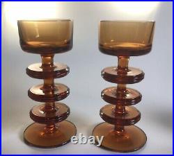 Wedgwood Kings Lynne Glass Candle Holders Three Ring Mid Century Sheringham