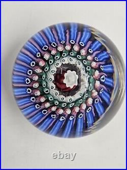 Whitefriars Concentric Millefiori Cane Paperweight England With Sticker 3 DIA