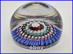 Whitefriars Concentric Millefiori Cane Paperweight England With Sticker 3 DIA