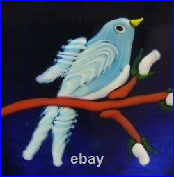 William Manson Weight in a Crate Bluebird on Branch Paperweight 1998 2 3/8