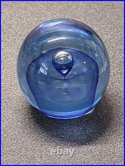 Youghiogheny Art Glass Paperweight 3 Vtg Signed'97 Blue Clear Kachurick Style