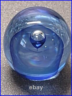 Youghiogheny Art Glass Paperweight 3 Vtg Signed'97 Blue Clear Kachurick Style